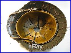 WWII German M35 Normandy Camo Helmet with Chickenwire