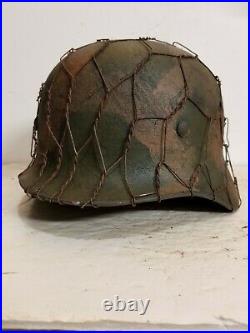 WWII German M35 Normandy Chicken wire Camo Helmet