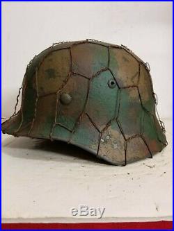 WWII German M35 Normandy Chickenwire Helmet