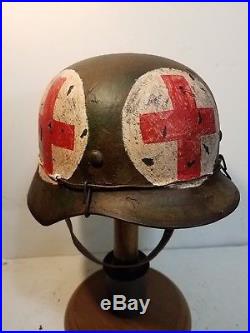 WWII German M35 Normandy Medic Camo pattern Helmet