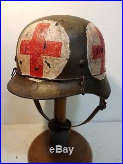 WWII German M35 Normandy Medic Camo pattern Helmet