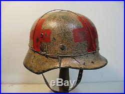 WWII German M35 Normandy Medic Sanitat 3 Wire Winter camo Helmet