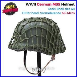WWII German M35 Replica Steel Helmet withNet Cover Green Soldier Stahlhelm Gift