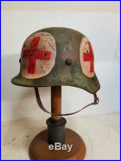 WWII German M35 Summer Camo Medic Helmet
