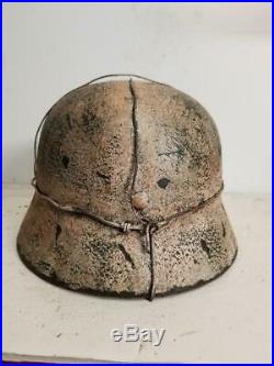 WWII German M35 Winter 3 wire Camo Helmet