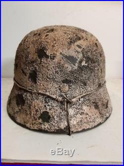 WWII German M35 Winter Camo Helmet