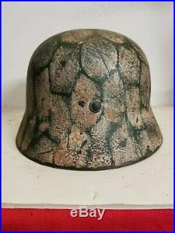 WWII German M35 Winter Camo Helmet withWire Pattern