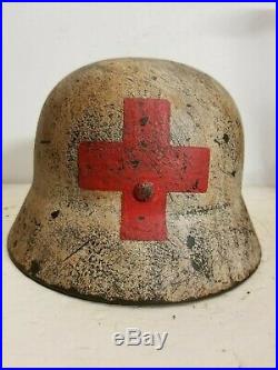 WWII German M35 Winter Camo Medic Helmet