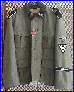 WWII German M36 Tunic. Sewn Insignia. By Hessen Antique. VERY LIGHTLY USED