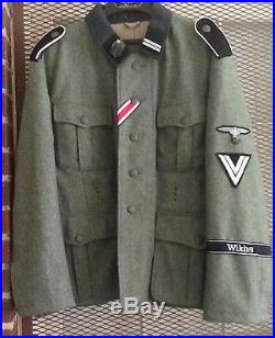 WWII German M36 Tunic. Sewn Insignia. By Hessen Antique. VERY LIGHTLY USED