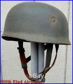WWII German M38 Fallschirmjäger Paratrooper Helmet ET71 58 liner Camo cover Band