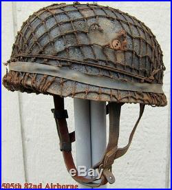 WWII German M38 Fallschirmjäger Paratrooper Helmet ET71 58 liner Net Band