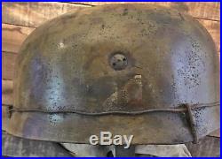WWII German M38 Fallschirmjager Camo Paratrooper Helmet Weathered & Distressed