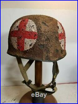 WWII German M38 Fallschirmjager Medic Afrikakorp Paratrooper Helmet