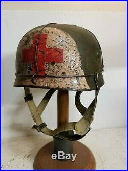 WWII German M38 Fallschirmjager Medic Normandy Paratrooper Helmet
