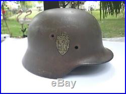 WWII German M40 helmet used by Norway untampered with Marked ET66