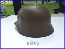 WWII German M40 helmet used by Norway untampered with Marked ET66