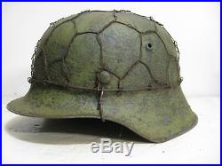 WWII German M42 Chicken wire Half basket Camo Helmet