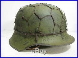 WWII German M42 Chicken wire Half basket Camo Helmet