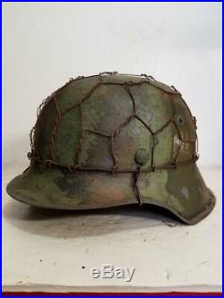 WWII German M42 Chicken wire Half basket Summer Camo Helmet