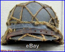 WWII German M42 Helmet ET66 Camo Size 59 Liner Camo Net Feldgrau