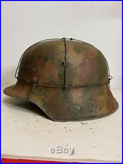 WWII German M42 Normandy 3 Wire Camo Helmet