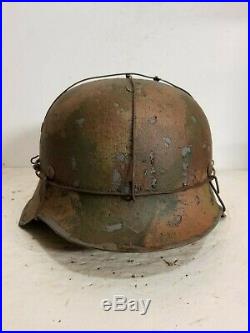 WWII German M42 Normandy 3 Wire Camo Helmet