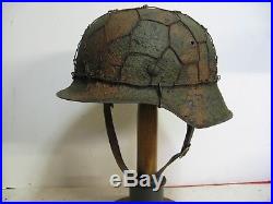WWII German M42 Normandy Camo Helmet with Half Basket Chickenwire