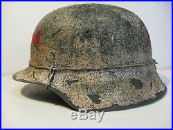 WWII German M42 Winter Camo Medic Helmet