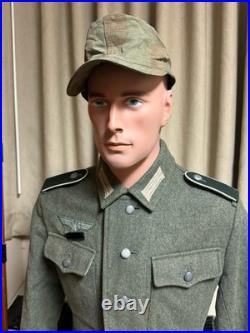 WWII German M43 Cap Splinter Camouflage Original Material, Size 60