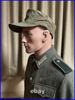 WWII German M43 Cap Splinter Camouflage Original Material, Size 60