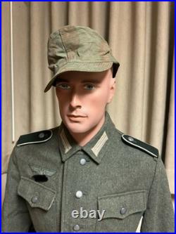 WWII German M43 Cap Splinter Camouflage Original Material, Size 60
