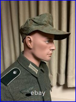 WWII German M43 Cap Splinter Camouflage Original Material, Size 60