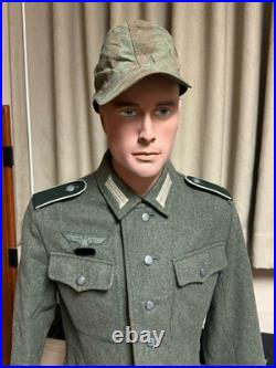 WWII German M43 Cap Splinter Camouflage Original Material, Size 60