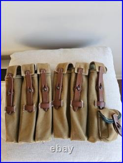 WWII German MP40 Pouches Reproduction Green Canvas withBrown Leather (Luftwaffe)