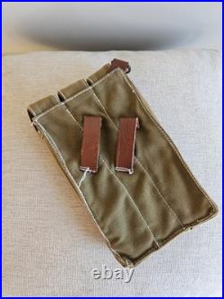 WWII German MP40 Pouches Reproduction Green Canvas withBrown Leather (Luftwaffe)