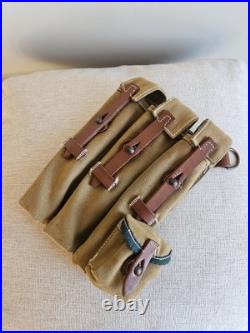 WWII German MP40 Pouches Reproduction Green Canvas withBrown Leather (Luftwaffe)