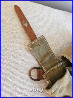 WWII German MP40 Pouches Reproduction Green Canvas withBrown Leather (Luftwaffe)