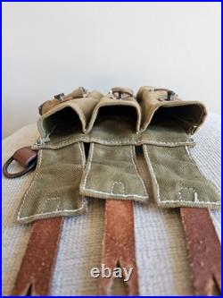 WWII German MP40 Pouches Reproduction Green Canvas withBrown Leather (Luftwaffe)