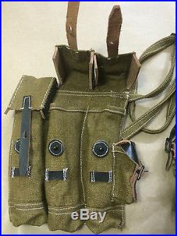 WWII German MP44 MP 44 Stg44 Magazine Pouch Set JUTE n LEATHER