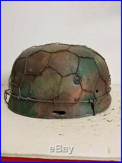 WWII German RARE M37 Fallschirmjager Chickenwire Paratrooper Helmet