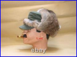 WWII German Wehrmacht Winter Rabbit Fur field Cap Reproduction