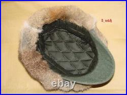 WWII German Wehrmacht Winter Rabbit Fur field Cap Reproduction