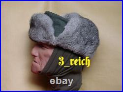WWII German Wehrmacht Winter Rabbit fur Hat reproduction