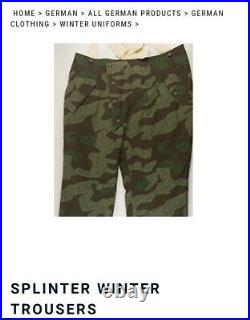 WWII German Winter SPLINTER CAMO Trousers by At The Front Militaria size 3 NEW