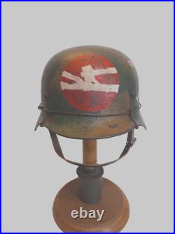 WWII M35 German Helmet with Souvenir US 84th Infantry emblem and battles
