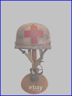 WWII M38 German Winter Fallschirmjager Paratrooper Medic Sanitat Helmet