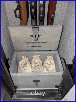 WWII Nazi Germany Reichsbank Chest, Bags, and 3 Real 2 Reichsmarks Collector set