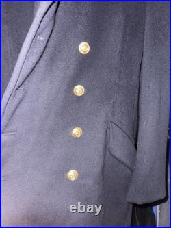 WWII Style German Naval Officer Wool Greatcoat Dressel Saar West Germany 45