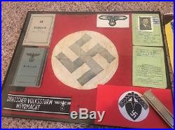 WWII WW2 German Collectible Lot Flag Arm Band Book Knife Patch Buckle